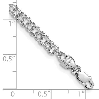 14K White Gold 3.75mm Diamond-cut Solid Heavy Double Link 7 Inch Charm Bracelet