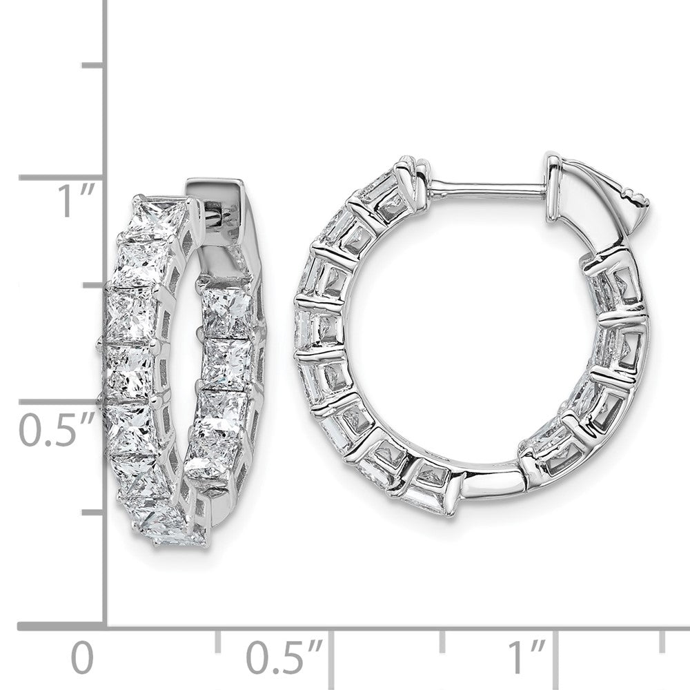 14K White Gold 4 carat Lab Grown Diamond VS/SI+ G+ Princess Complete In and Out Hoop Earrings