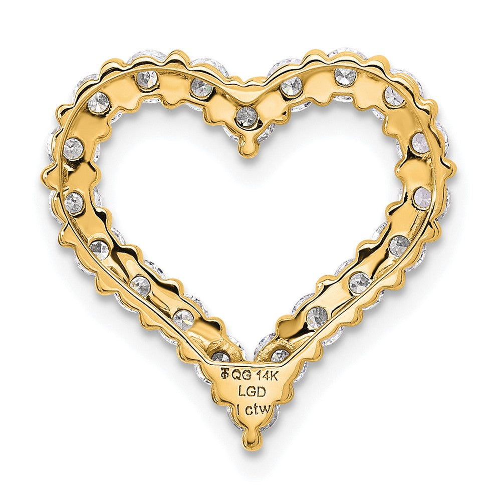 14K Yellow Gold 1 carat Lab Grown Diamond VS+ F+ Complete Heart Chain Slide Pendant