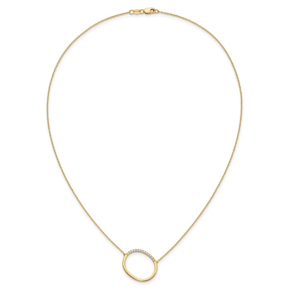 14K Yellow Gold Sideways Diamond Initial O 18 Inch Necklace