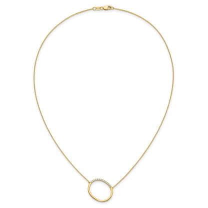 14K Yellow Gold Sideways Diamond Initial O 18 Inch Necklace