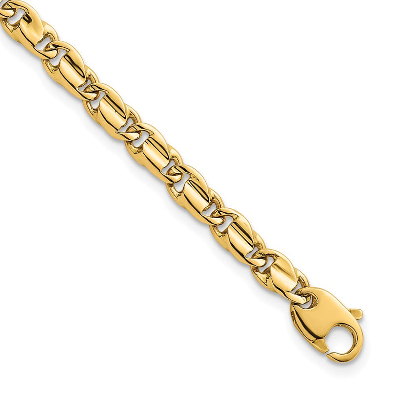 14K Yellow Gold Polished 4.5mm Fancy Flat Link 7.25 Inch Bracelet
