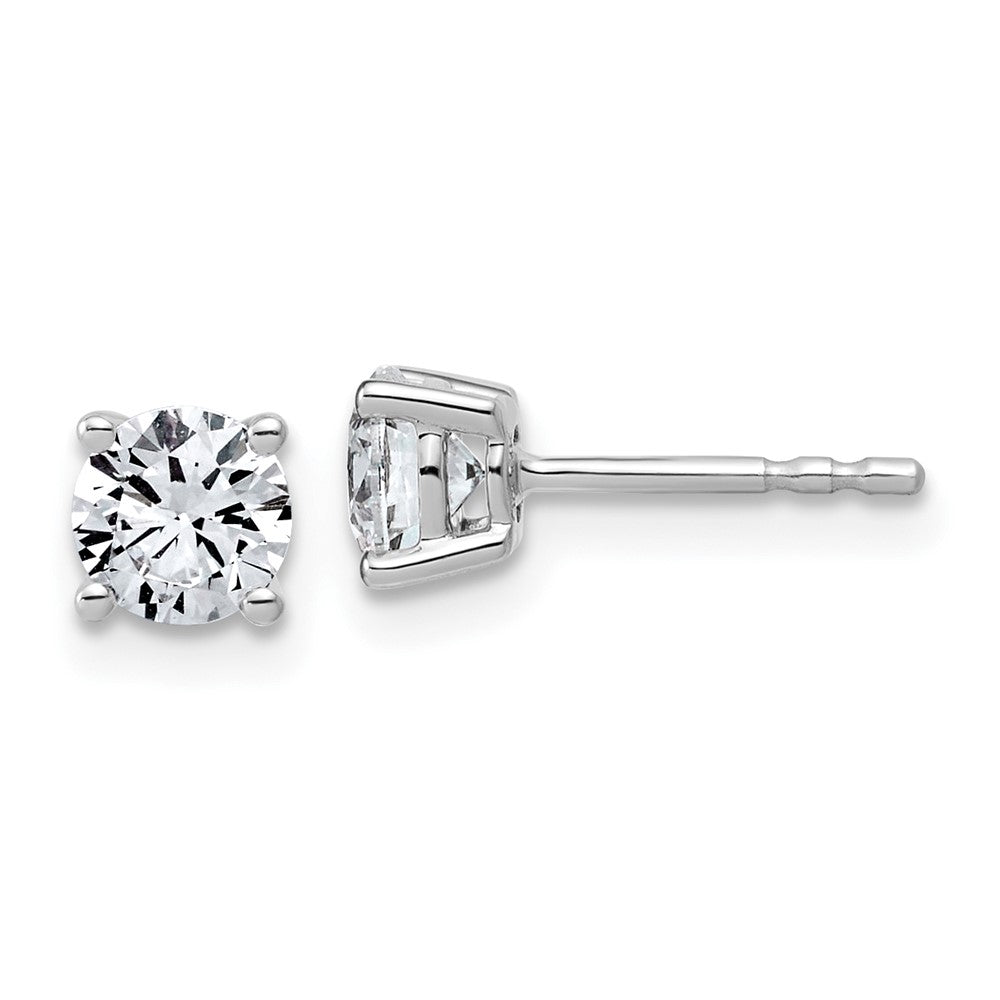14K White Gold 1 carat Lab Grown Diamond VS/SI+ G+ Round Complete Four Prong Lightweight Stud Earrings
