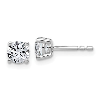 14K White Gold 1 carat Lab Grown Diamond VS/SI+ G+ Round Complete Four Prong Lightweight Stud Earrings
