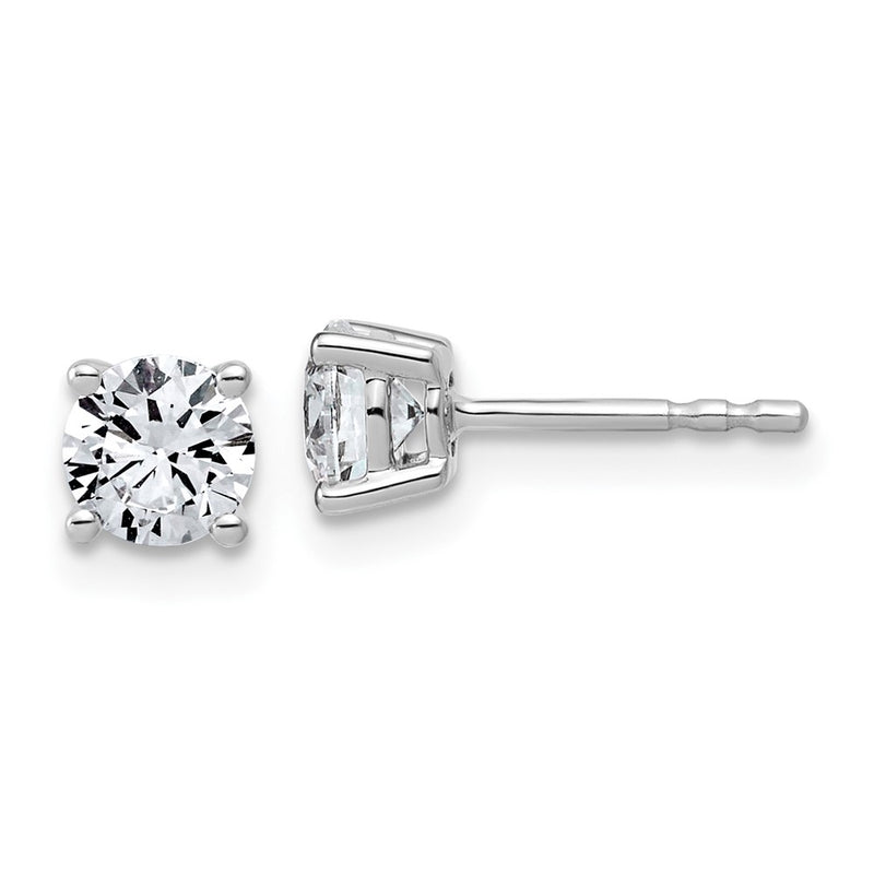 14K White Gold 1 carat Lab Grown Diamond VS/SI+ G+ Round Complete Four Prong Lightweight Stud Earrings