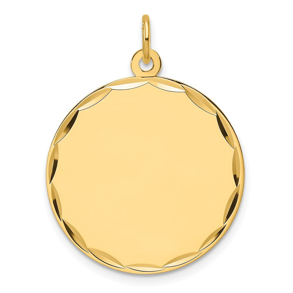 14K Yellow Gold Etched Edge .018 Gauge Engravable Round 22.9mm Disc Charm