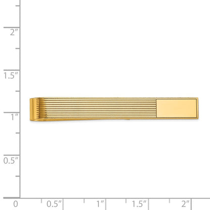 14K Yellow Gold Men's Grooved Engravable Tie Bar