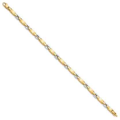 14K Two-Tone Gold Two-tone Polished 4.8mm Fancy Link Chain Bracelet