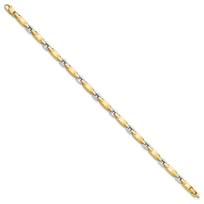 14K Two-Tone Gold Two-tone Polished 4.8mm Fancy Link Chain Bracelet