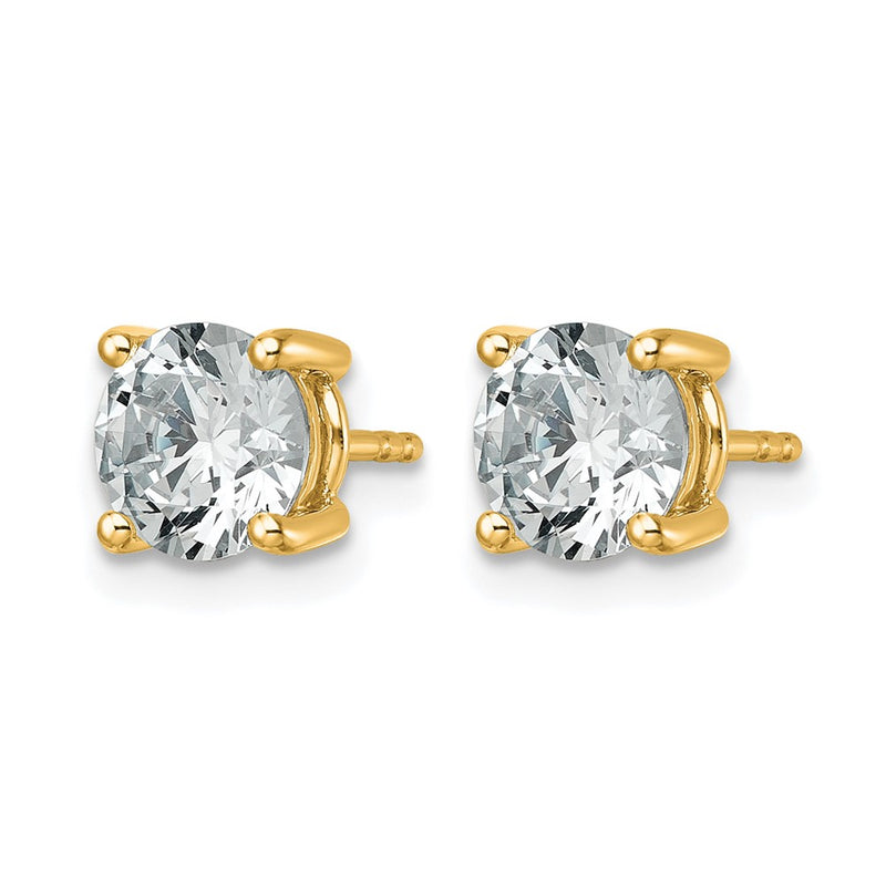 14K Yellow Gold 2 1/2 carat Lab Grown Diamond VS/SI+ G+ Round Complete Four Prong Lightweight Stud Earrings