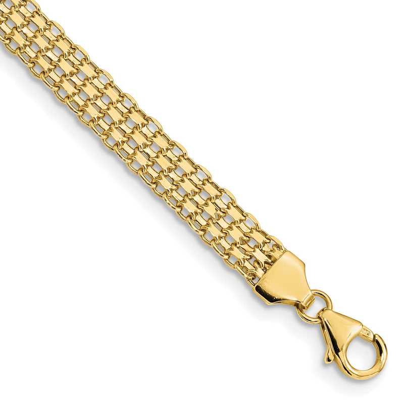 14K Yellow Gold Polished 6.2mm Fancy Bismark Link Chain Bracelet