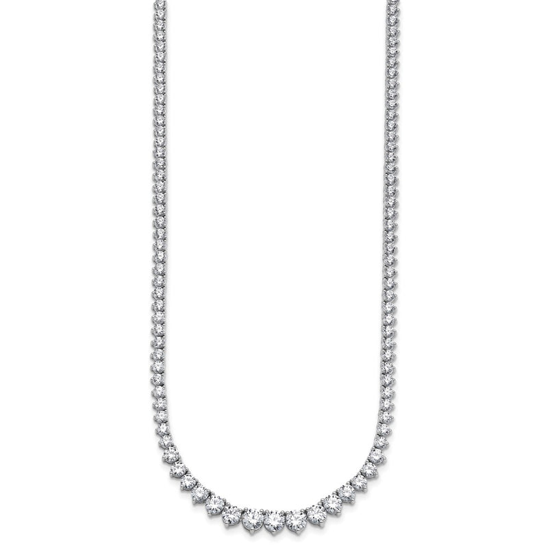 14K White Gold 15 1/10 carat Lab Grown Diamond VS/SI+ G+ Complete Round 16 Inch Graduated Tennis Necklace