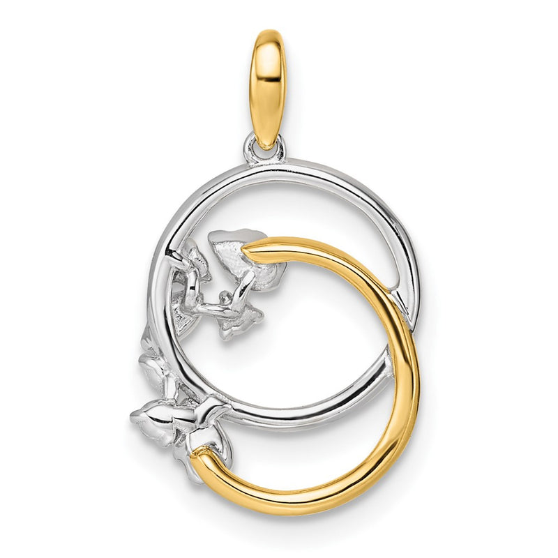14K Two-Tone Gold Two-tone Polished 1/5 carat Diamond Intertwined Circles Pendant