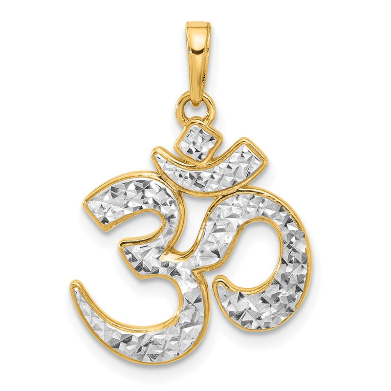 14K Yellow Gold and Rhodium Diamond-cut Om Pendant