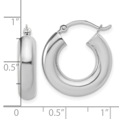 14K White Gold 5x20mm Polished Tube Hoop Earrings