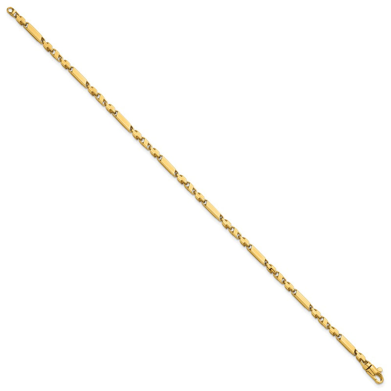 14K Yellow Gold Polished Fancy Bar Link 8 Inch Bracelet