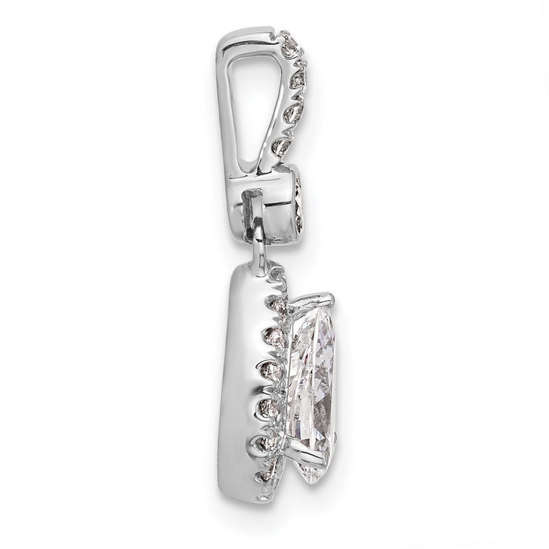 14K White Gold 1 carat Certified Lab Grown Diamond VS/SI+ G+ Pear Complete Halo Pendant