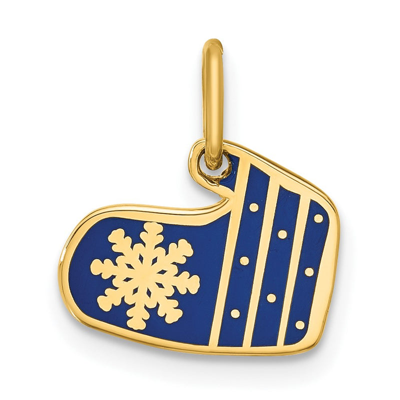 14K Yellow Gold Enameled Mitten Charm