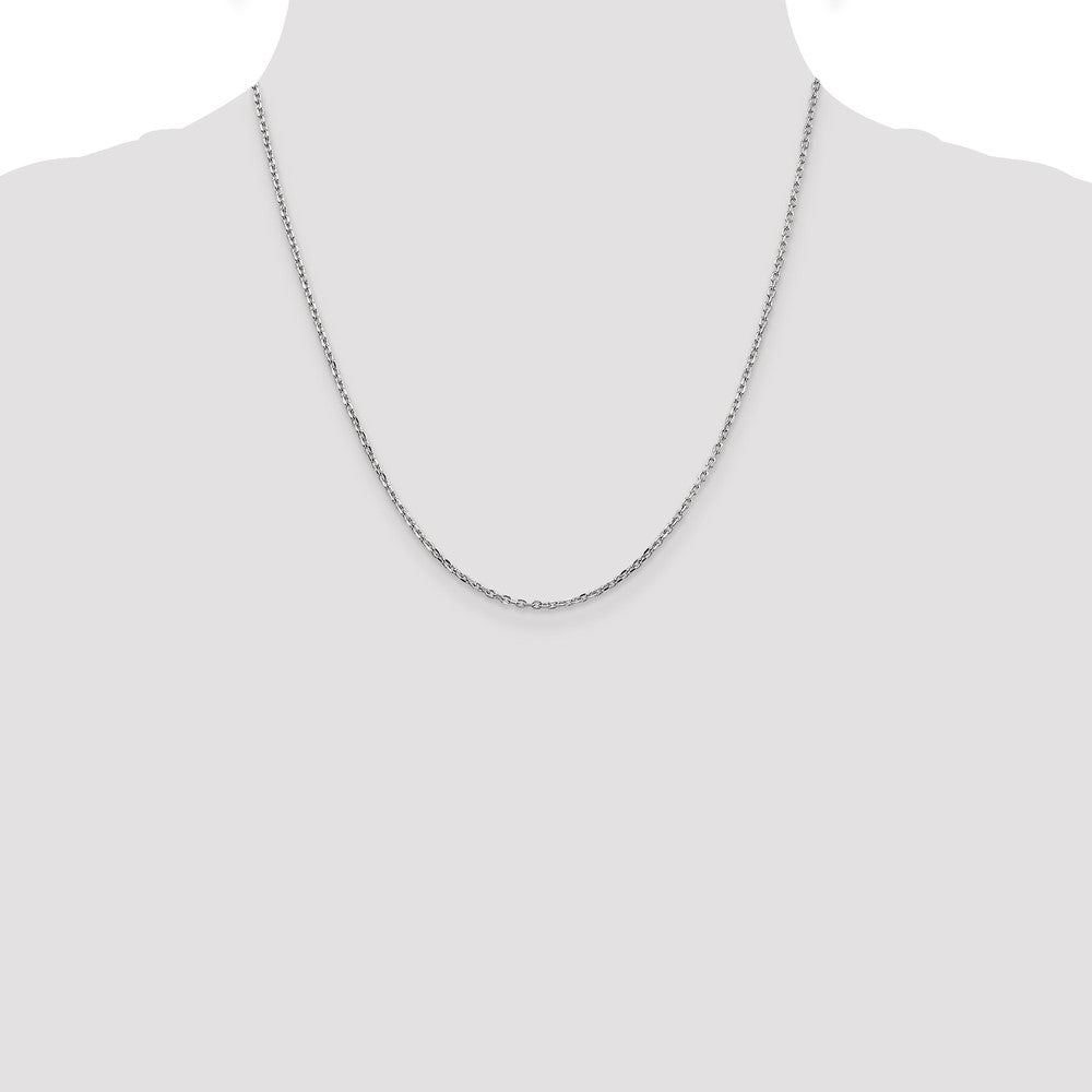 14K White Gold 20 Inch 1.8mm Diamond-cut Round Open Link Cable with Lobster Clasp Chain