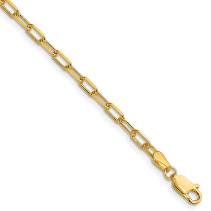 14K Yellow Gold 3.0mm Solid Beveled Paperclip Chain Bracelet
