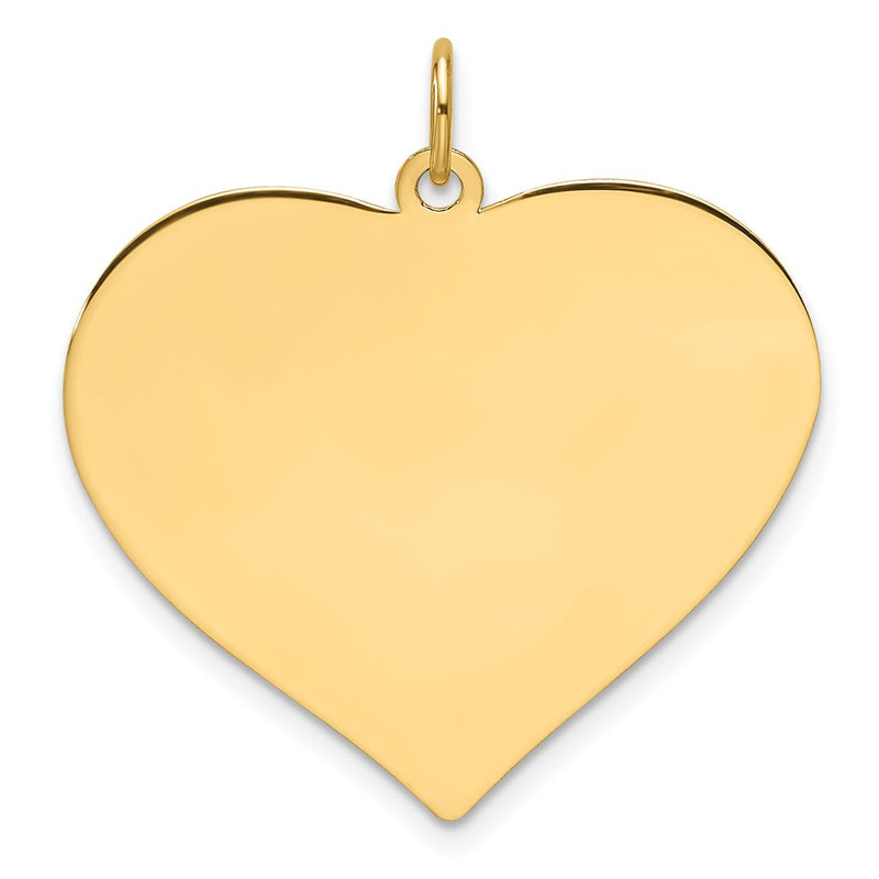 14K Yellow Gold Plain .035 Gauge Engraveable Heart 25.7x28.9mm Disc Charm