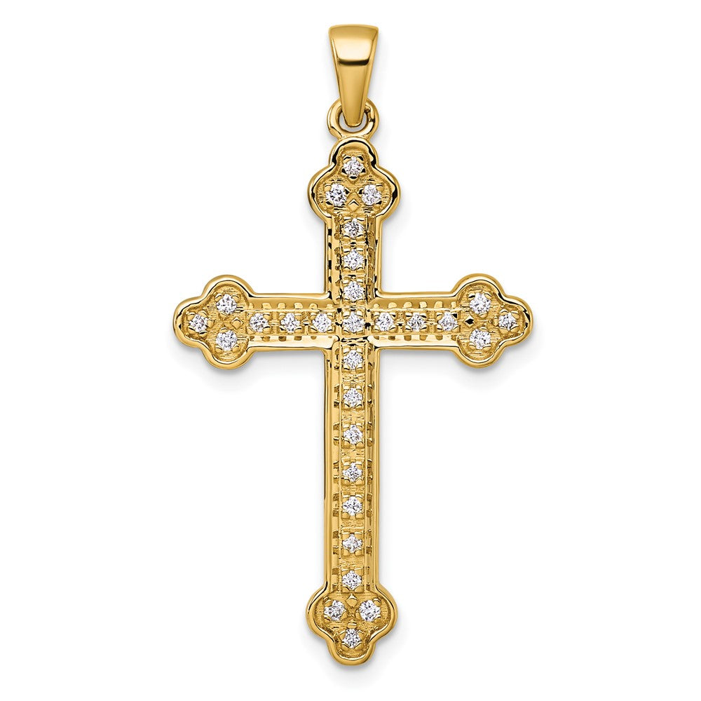 14K Yellow Gold 1/4 carat Diamond Cross Pendant