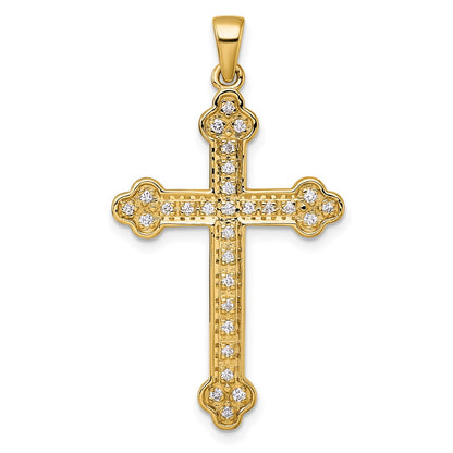 14K Yellow Gold 1/4 carat Diamond Cross Pendant