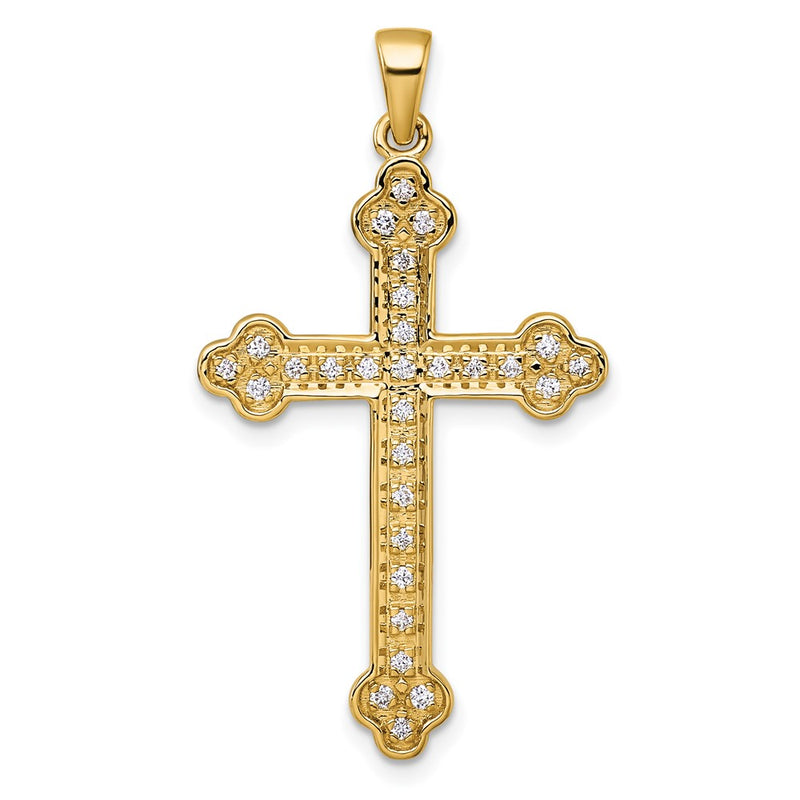 14K Yellow Gold 1/4 carat Diamond Cross Pendant