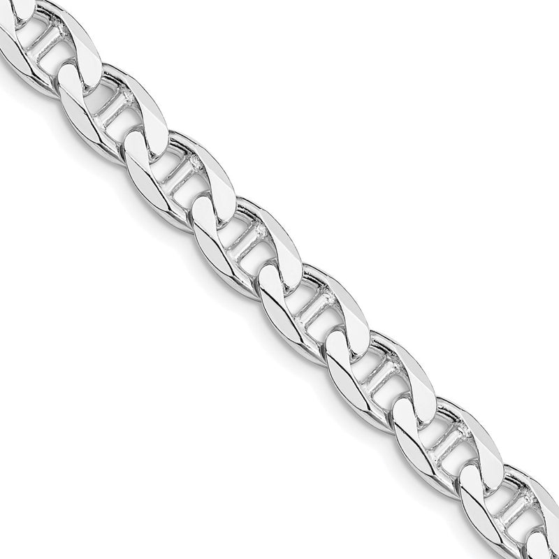 Sterling Silver Rhodium-plated 7.4mm D/C Flat Anchor Curb 22 Inch Chain