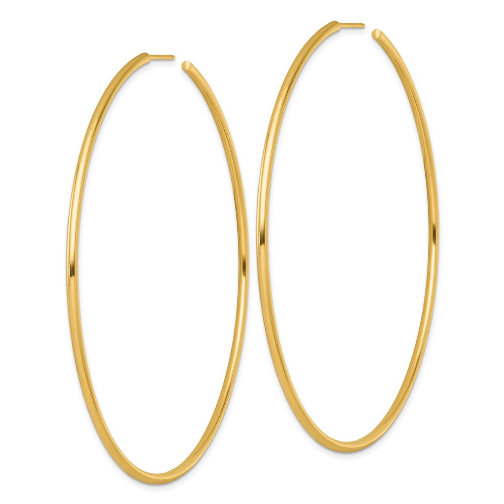 14K Yellow Gold Polished 2.0 x 80mm Tube C-Hoop Post Earrings