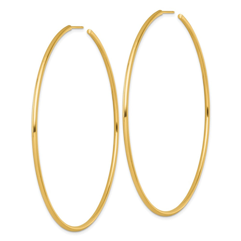 14K Yellow Gold Polished 2.0 x 80mm Tube C-Hoop Post Earrings