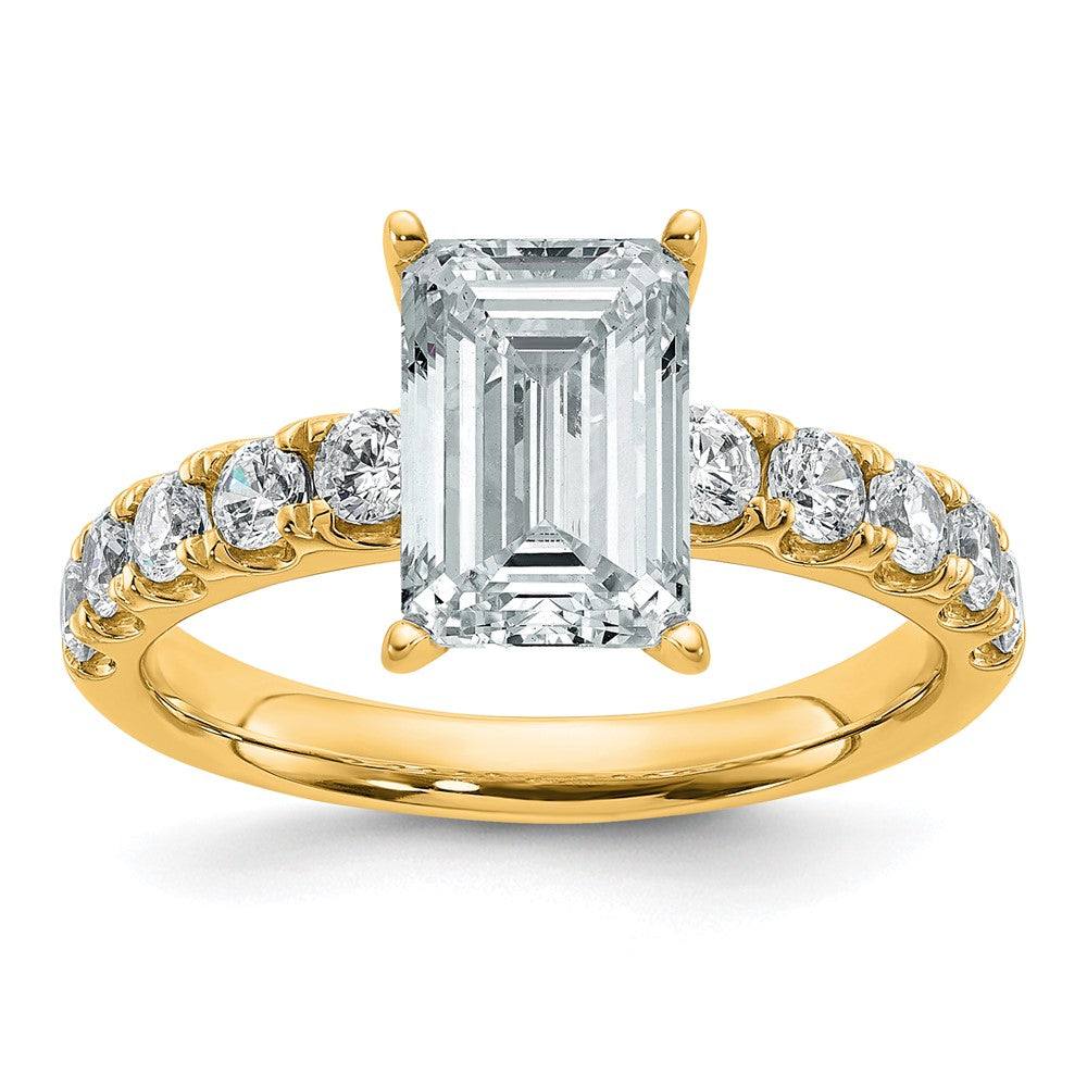 14K Yellow Gold Certified 3 3/4 carat Lab Grown Diamond VS+ F+ Emerald Complete Engagement Ring