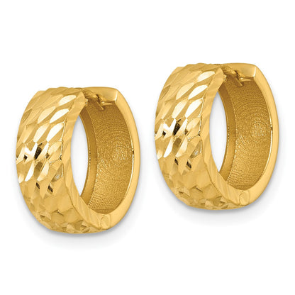 14K Yellow Gold Polished 5.0mm Diamond-cut Round Hinged Hoop Earrings