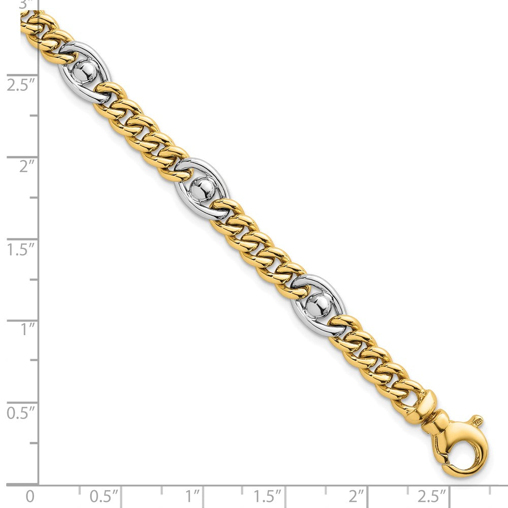14K Two-Tone Gold Two-tone Polished 7.1mm Fancy Curb/Anchor Chain 7.5 Inch Bracelet