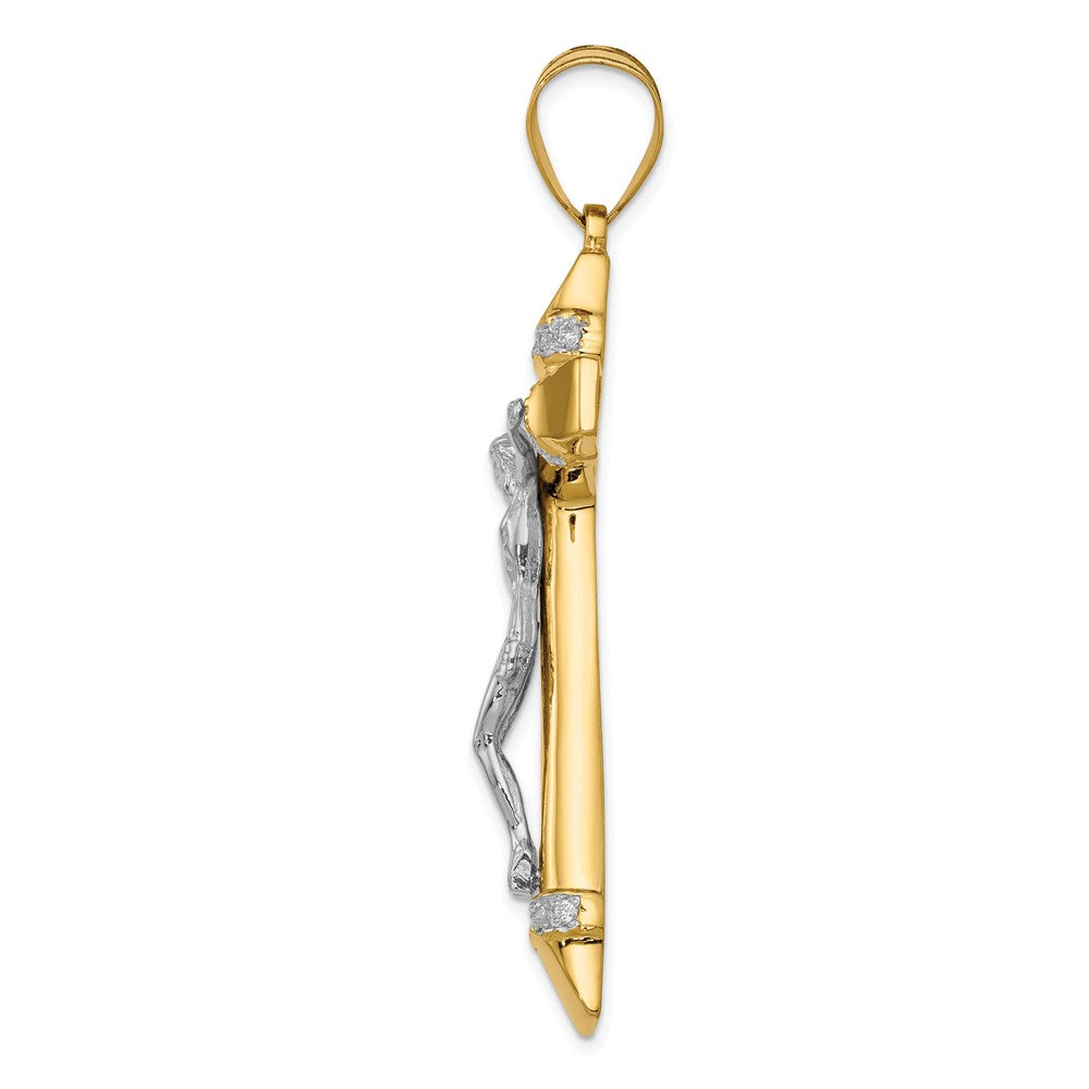 14K Two-Tone Gold Two-tone CZ Crucifix Pendant