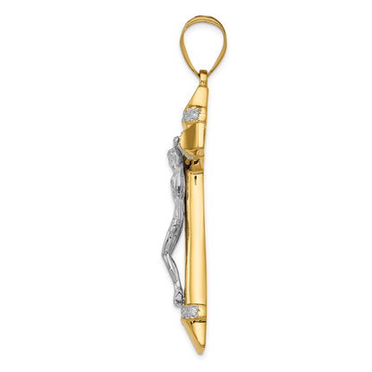 14K Two-Tone Gold Two-tone CZ Crucifix Pendant