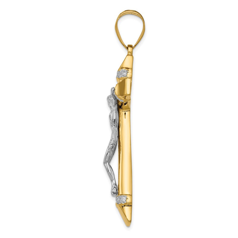14K Two-Tone Gold Two-tone CZ Crucifix Pendant