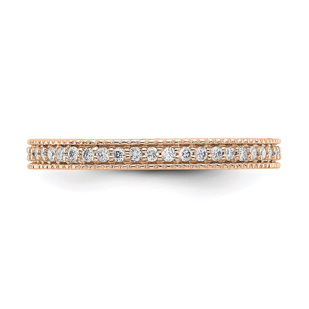 14K Rose Gold Polished 1/3CT Milgrain Edge Diamond Eternity Wedding Band Ring