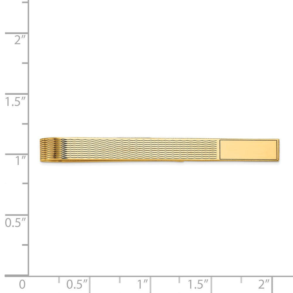 14K Yellow Gold Men's Grooved Engravable Tie Bar