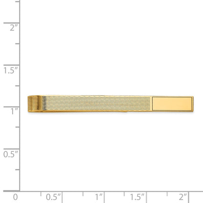 14K Yellow Gold Men's Grooved Engravable Tie Bar