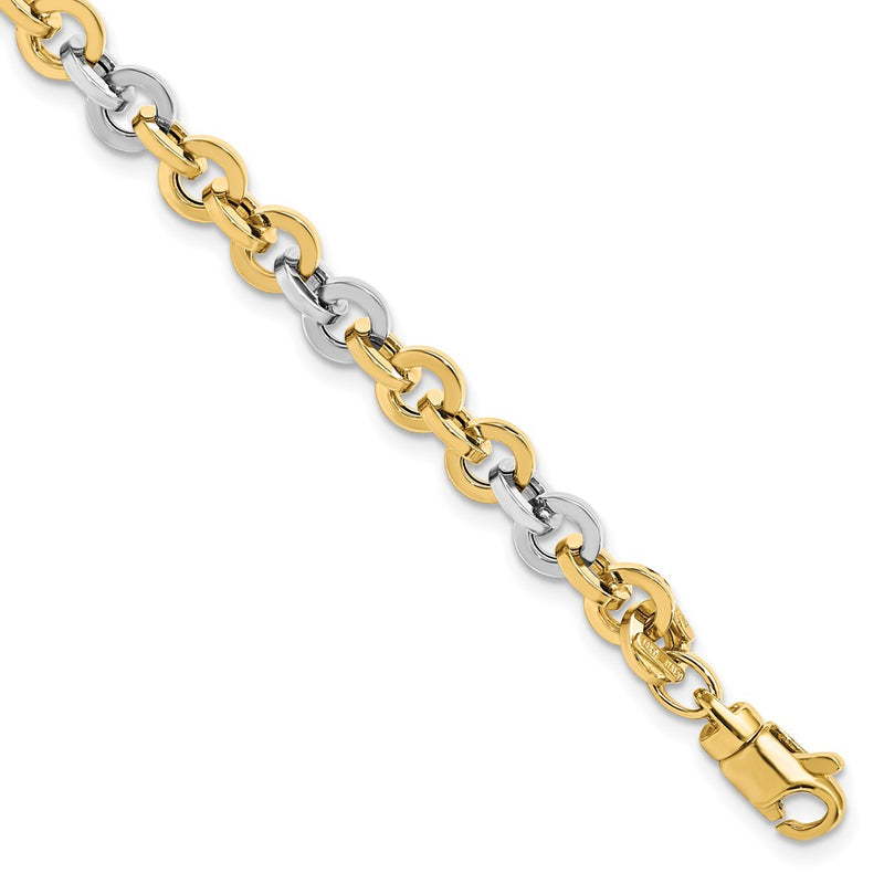 14K White Gold Two-tone Polished Link Bracelet