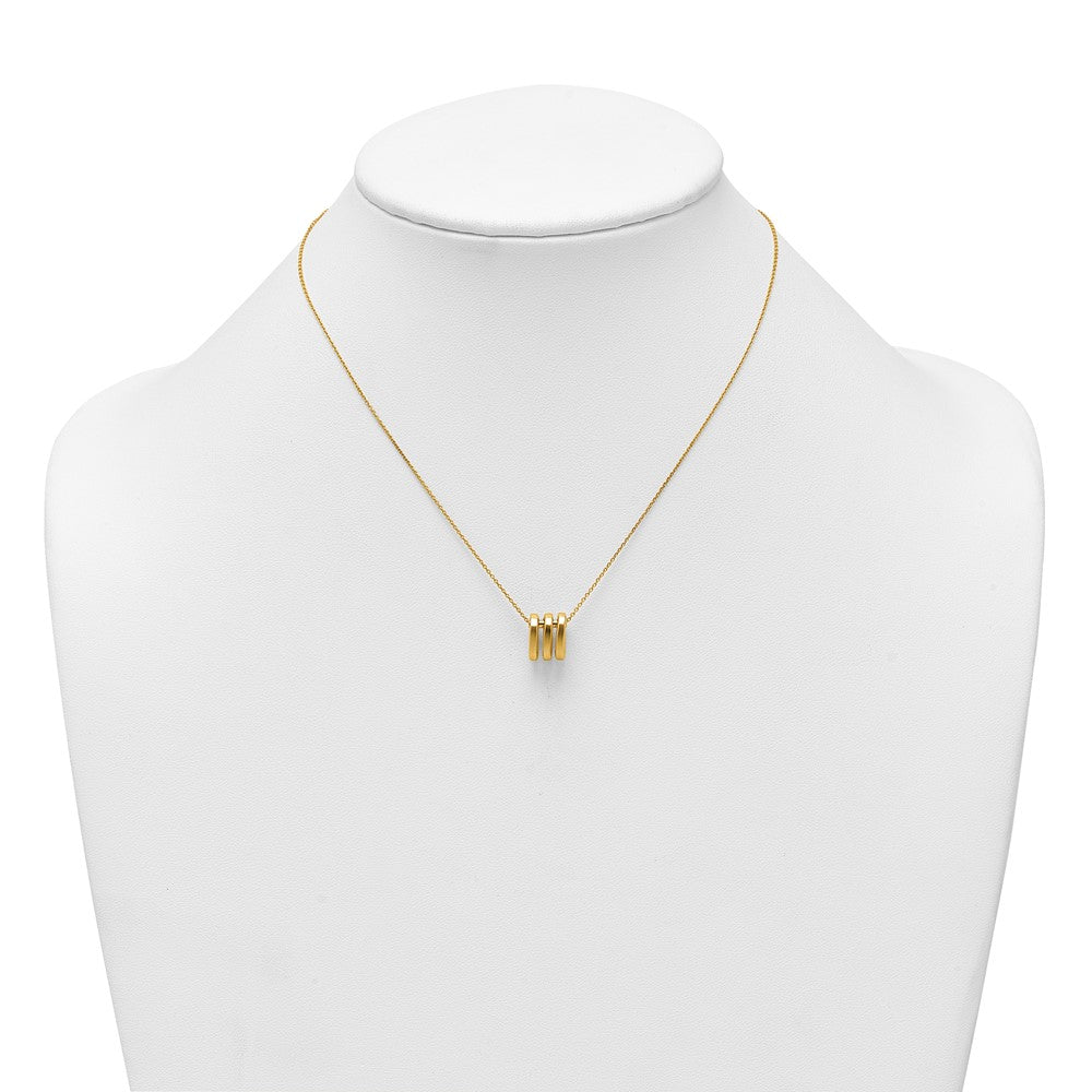 14K Yellow Gold Polished 3 Oval Rings 16 Inch Necklace Plus 2 Inch Extender