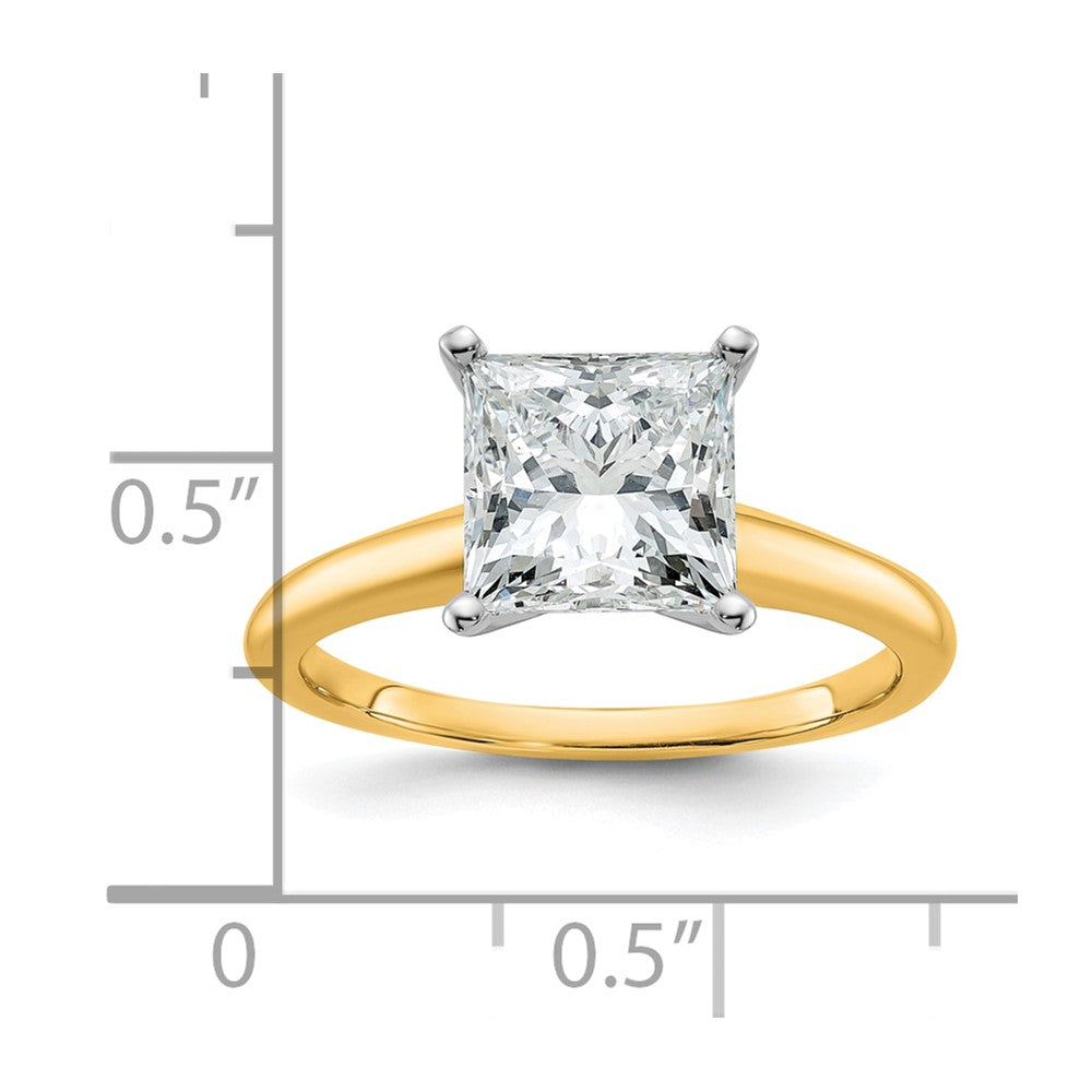 14K Two-Tone Gold Two-tone 2 1/2 carat Lab Grown Diamond VS+ F+ Princess Complete Solitaire Engagement Ring