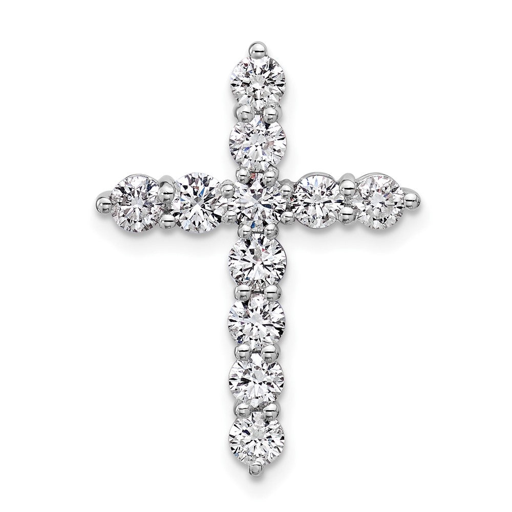 14K White Gold 1 1/2 carat Lab Grown Diamond VS+ F+ Complete Cross Chain Slide Pendant