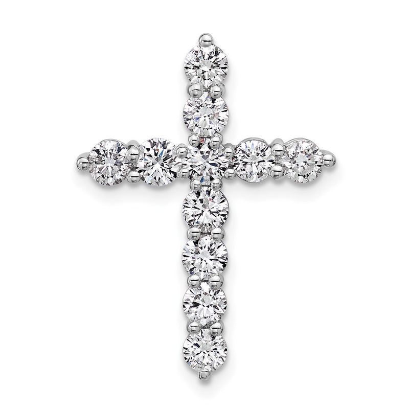 14K White Gold 1 1/2 carat Lab Grown Diamond VS+ F+ Complete Cross Chain Slide Pendant