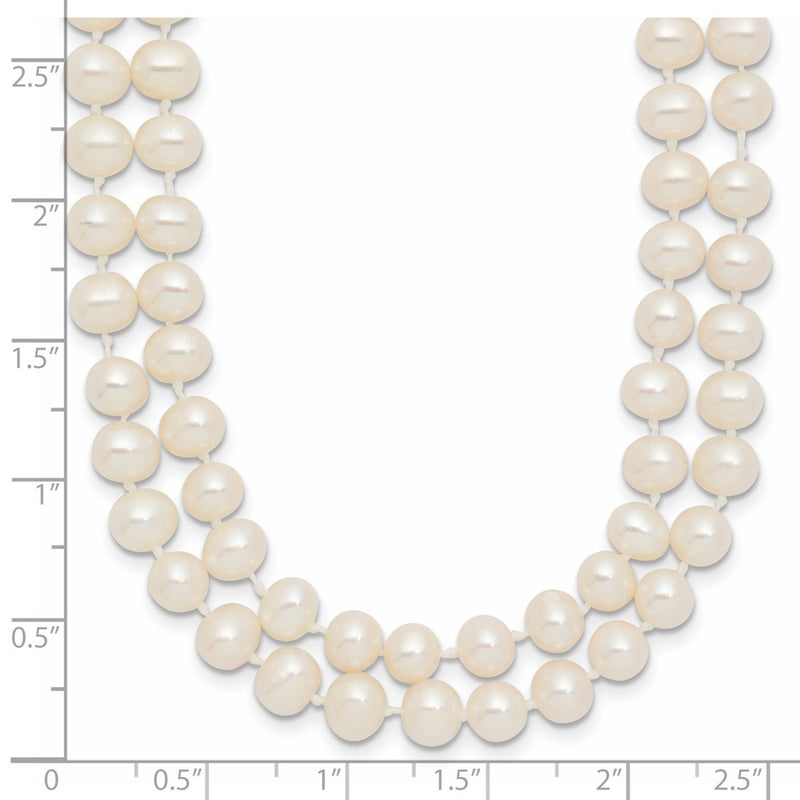 14K Yellow Gold 5-6mm Near Round Freshwater Cultured Pearl Double Strand 18 Inch Necklace