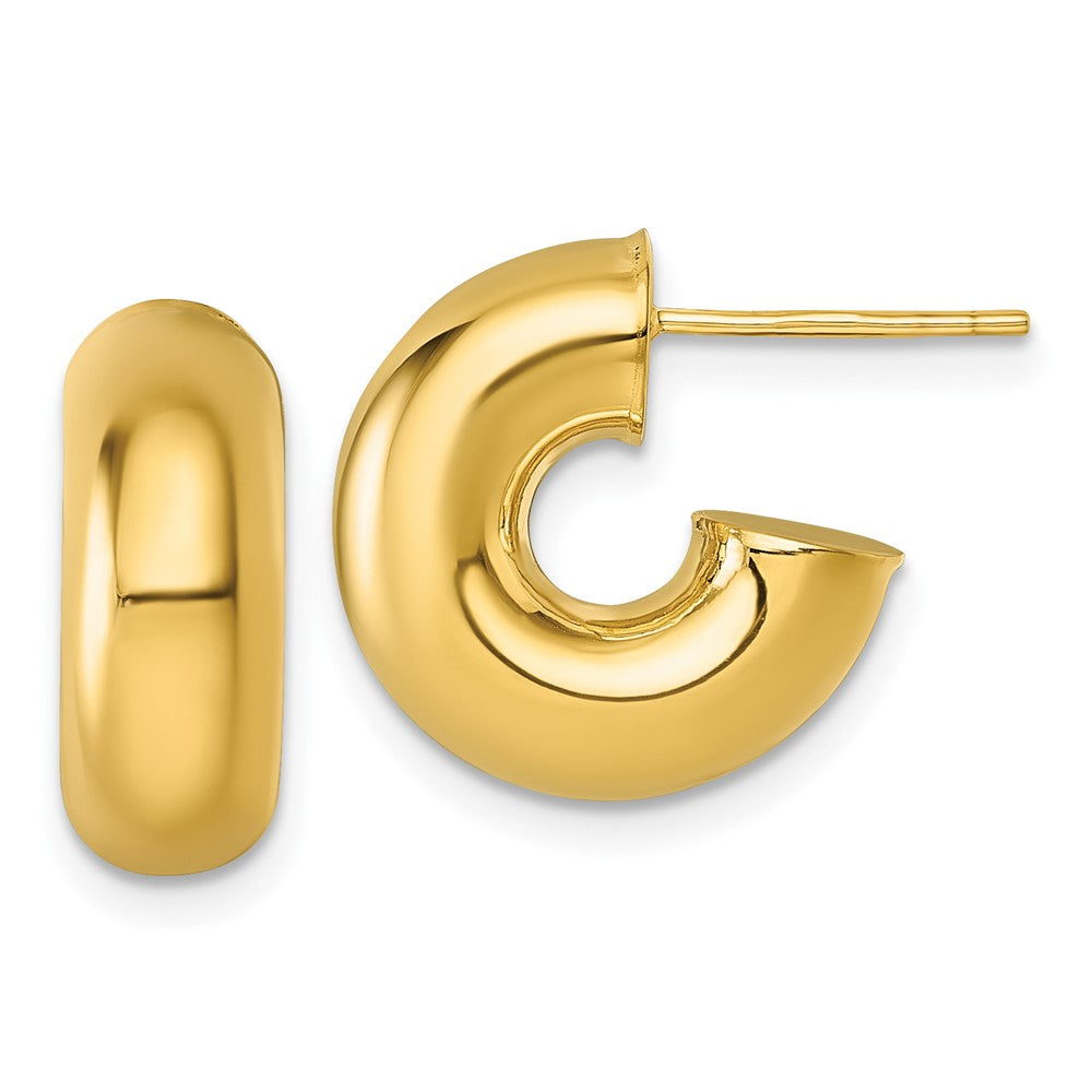 14K Yellow Gold Polished 6.00 x 15mm Tube C-Hoop Post Earrings