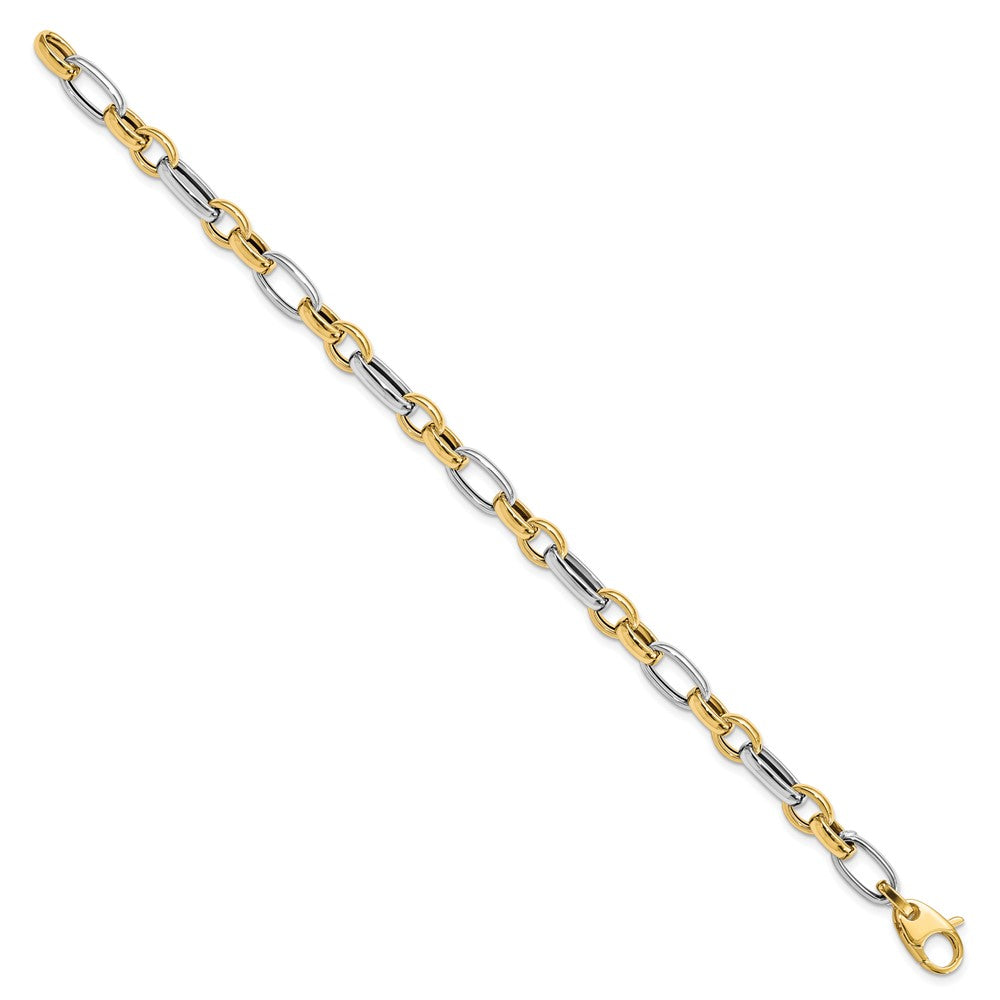 14K Two-Tone Gold Two-tone Polished Fancy Link 7.5 Inch Bracelet