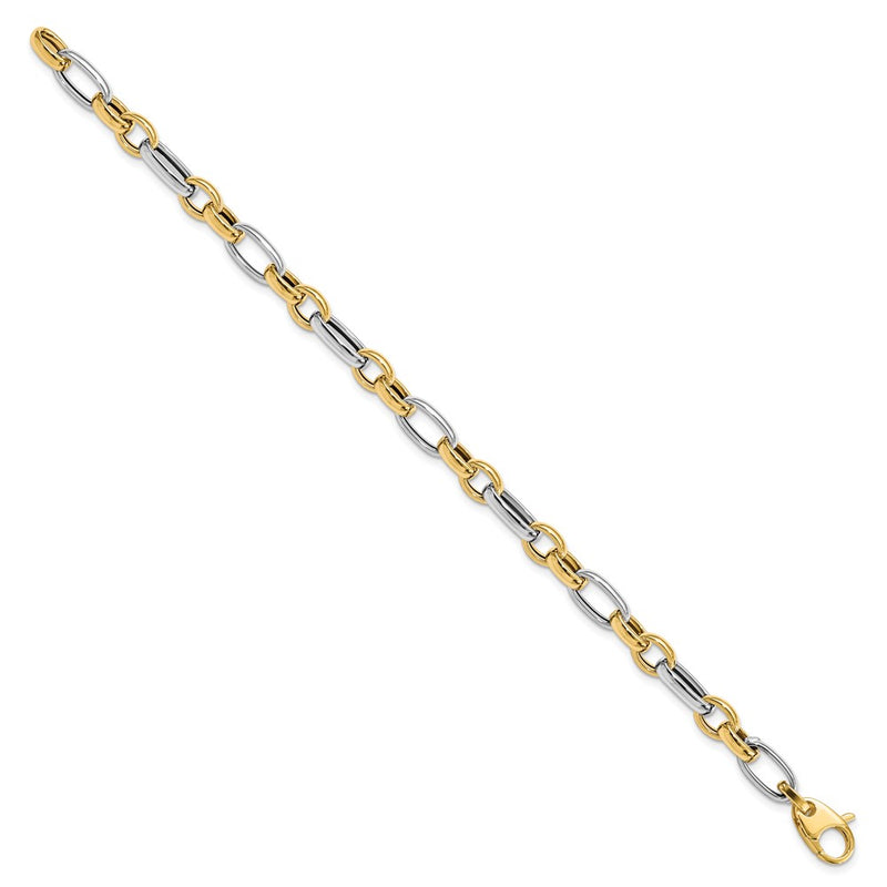14K Two-Tone Gold Two-tone Polished Fancy Link 7.5 Inch Bracelet