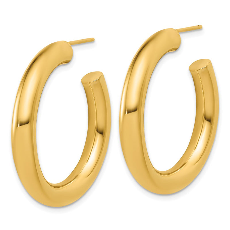 14K Yellow Gold Polished 5.0 x 35mm Tube C-Hoop Post Earrings